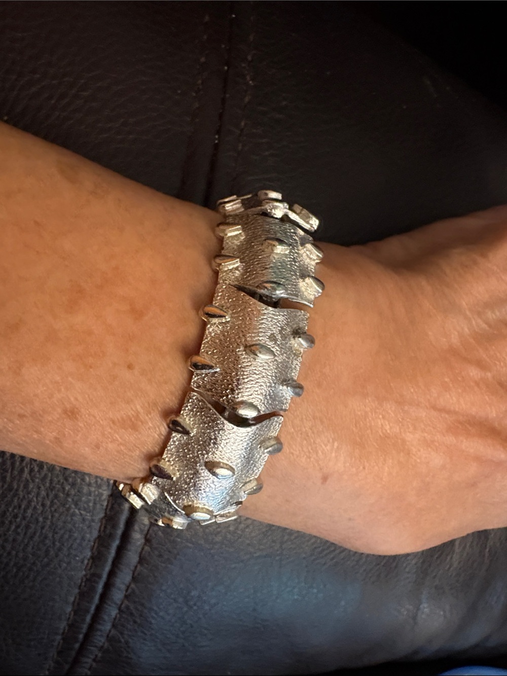 Silver Coro Pegasus  Vintage lSpike-Detail Bracelet Good Condition